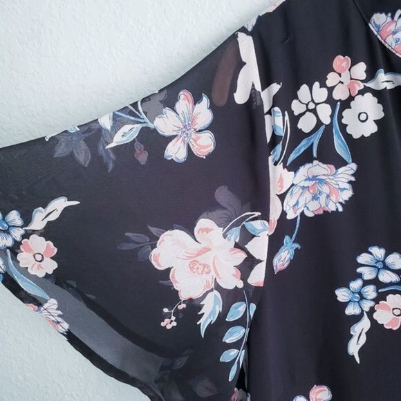 Torrid Black Floral Chiffron Skater Dress - Picture 3 of 7